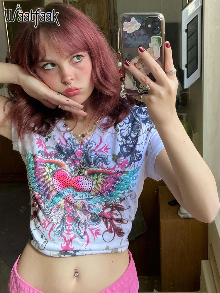 

Женская футболка с V-образным вырезом, с принтом