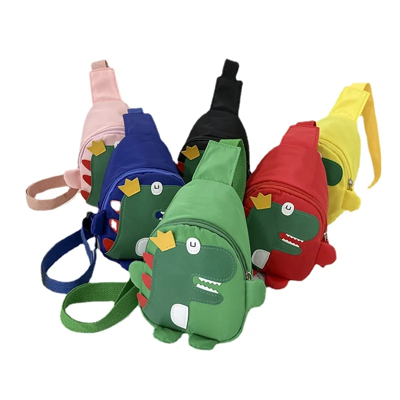 TIMI-449  Wholesale 24 Colors Cartoon Cute Children's Chest Pack Small Dinosaur Nylon Cloth Kindergarten Skew Straddle Bag