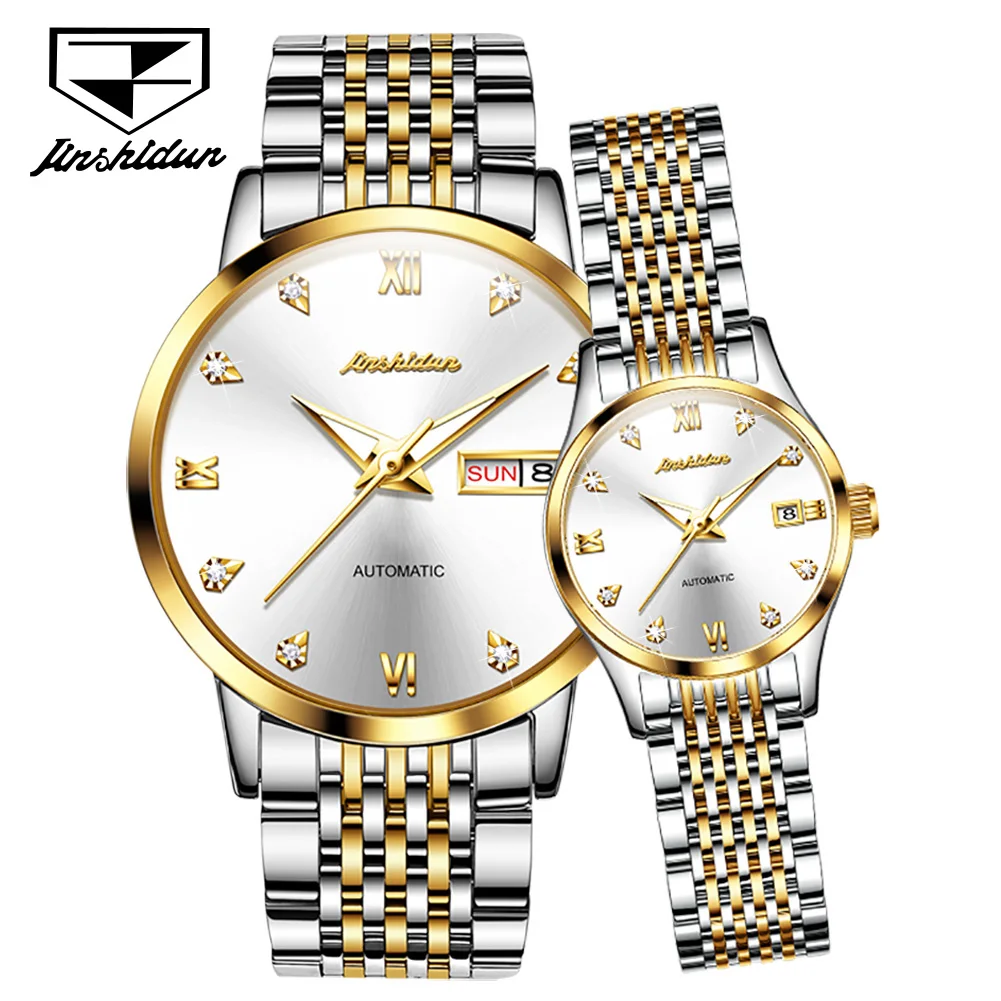 TAXAU Brand Couple Mechanical Watches 50M Waterproof Luminous Automatic Calendar Top Luxury Wristwatch Gift Set Relojes Hombres