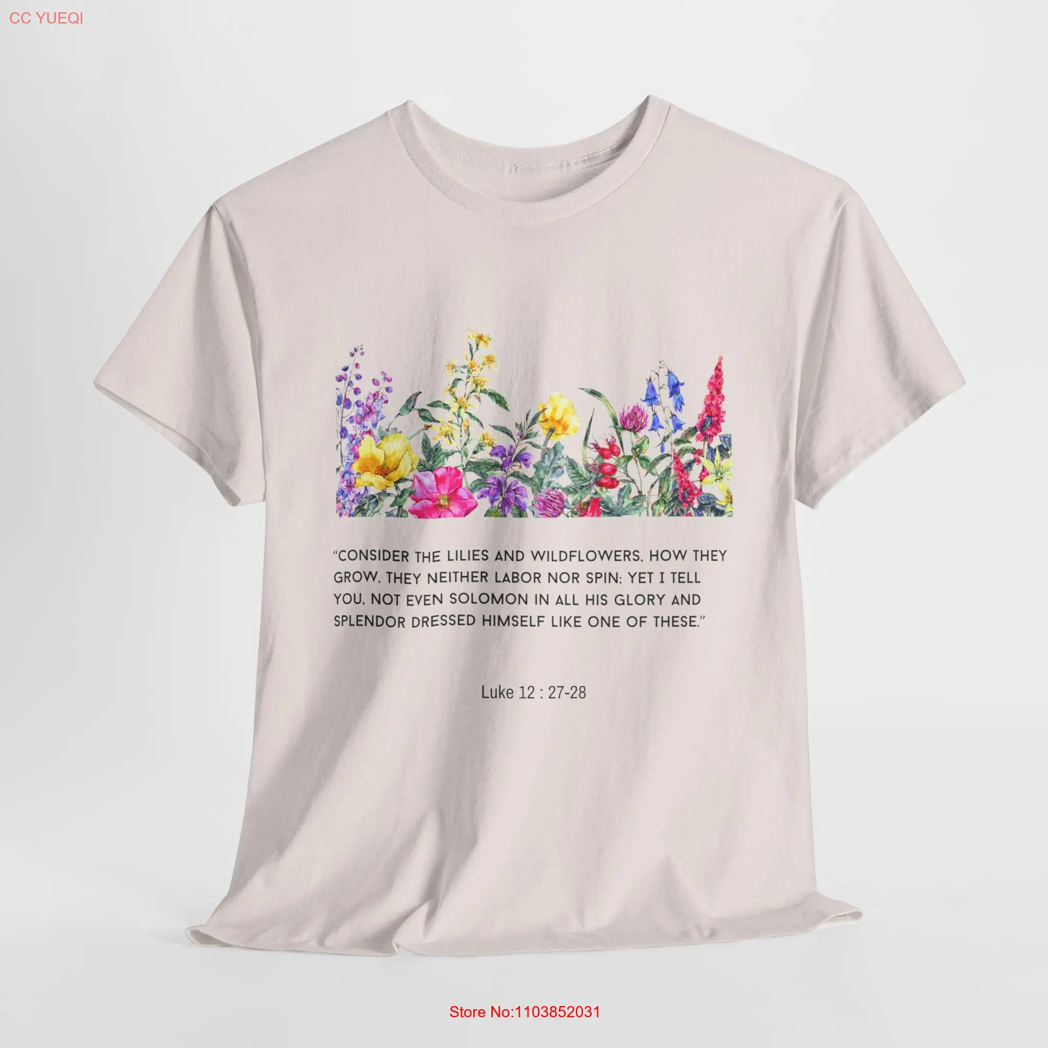 Flower T shirt Bible Verse Jesus Comfort Love Christian Prayer Heavy Cotton long or short sleeves