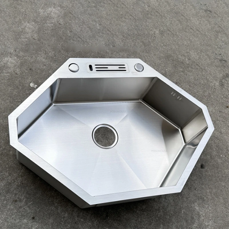 

Creative Corner Kitchen Sinks Modern Home Kitchen Accessories Dish Drainer Thickened Stainless Steel Art Under-counter Washbasin