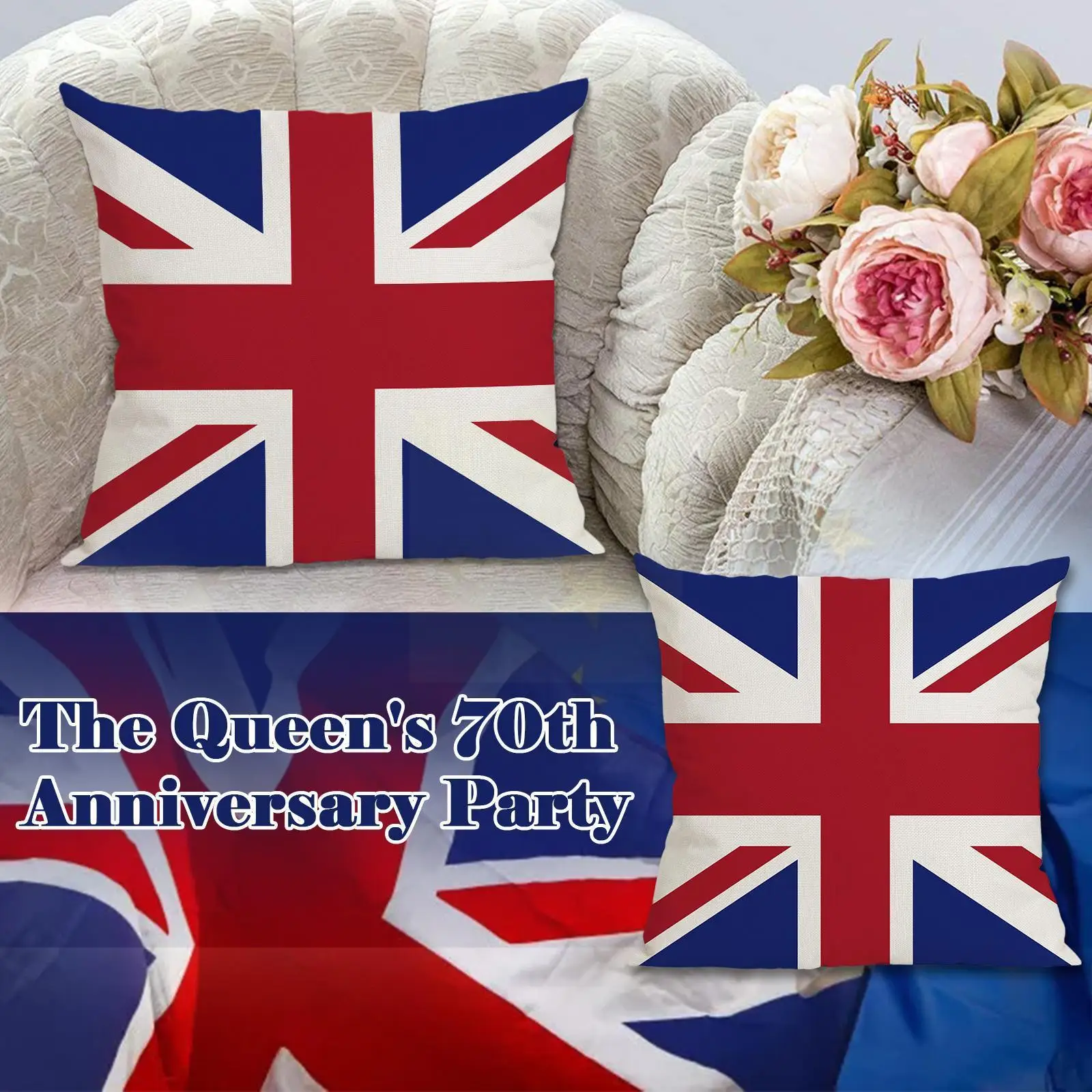

British Flag Pillow Cover Uk Throw Pillow Case Cushion Cover Linen Outdoor Pillowcase For Sofa Bed 17*17 Inch No Pillow Ins W2R2