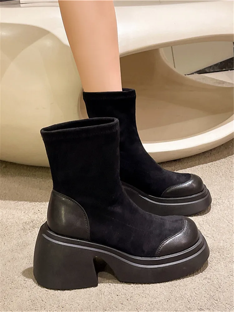 

Ботинки Lolita женская низкая обувь сапоги-Женские привлекательные сапоги с круглым носком на высоком каблуке и платформе до щиколотки 2023