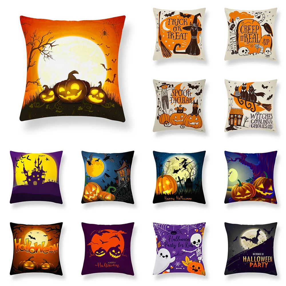 

Наволочка для подушки с рисунком на Хэллоуин, ужас, призрак, фестиваль, украшение для дома, гостиной, дивана, наволочка