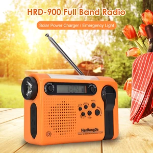 new portable hrd 900 disaster prevention emergency alarm led flashlight full band mobile phone charging solar charging radio free global shipping