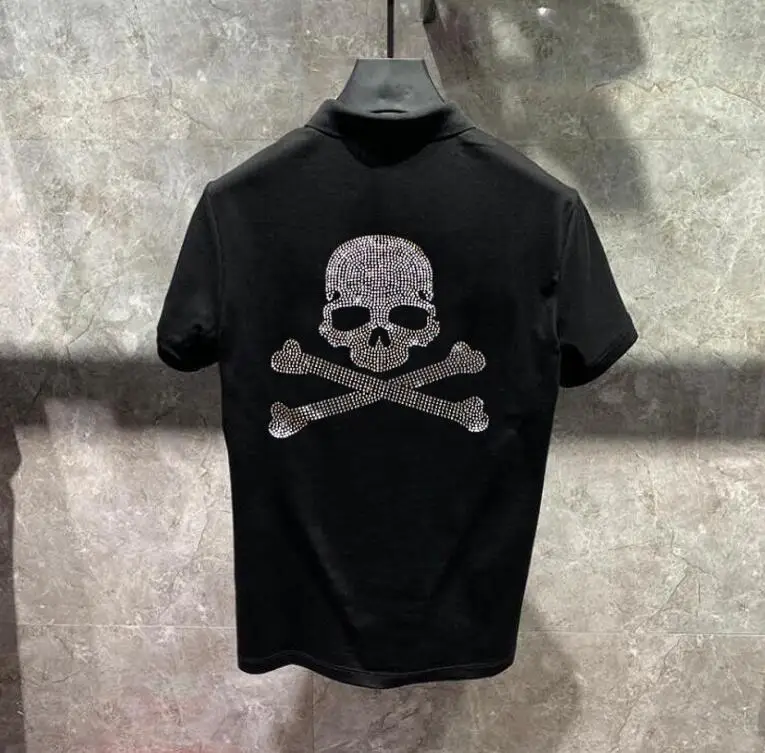 

Мужская хлопковая рубашка-поло со стразами, дизайнерская рубашка-поло большого размера Borun