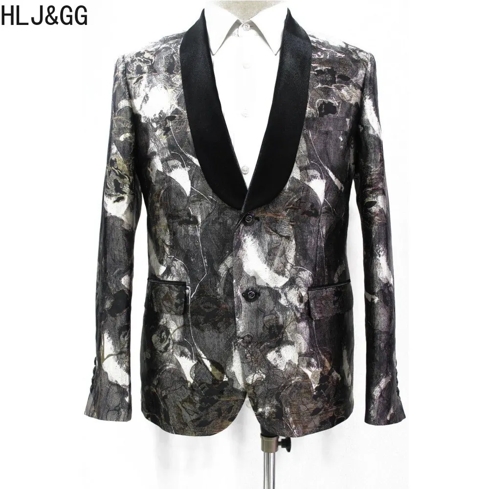 

HLJ&GG High-quality Luxury Brand Men's Suit Jacket Wedding Business Dress Coats Fashion Slim Fit Blazer Topcoat for Man New 2023