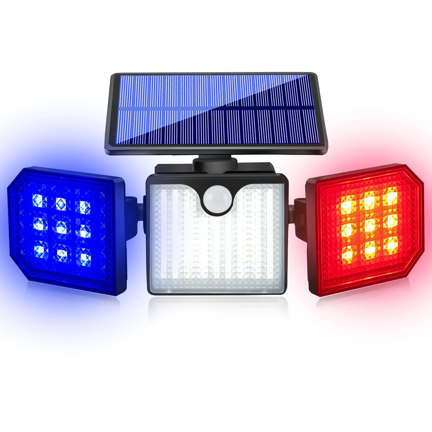 

Solar Outdoor Wall Lights Lighting Warning Lamps Flashing Red And Blue Rotating Three Head Warning Garage Entrance Intersection