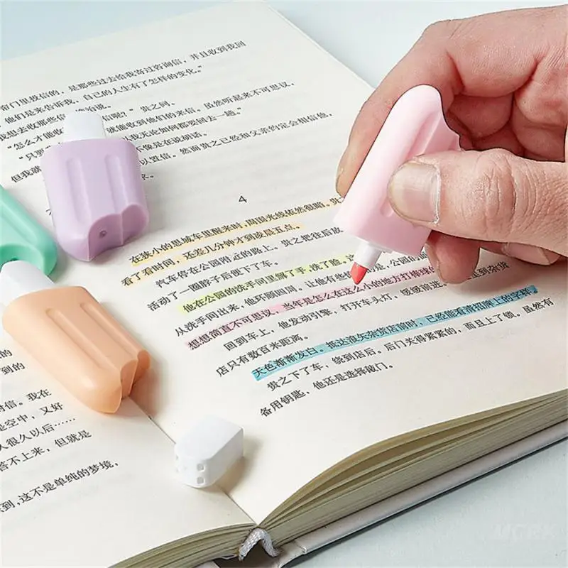 Marking Pen Candy Ice Cream Text Writing Creative Cartoon Cute Radish Sausage Flower Color Marker Pen Plastic 6-color Flat Head images - 6