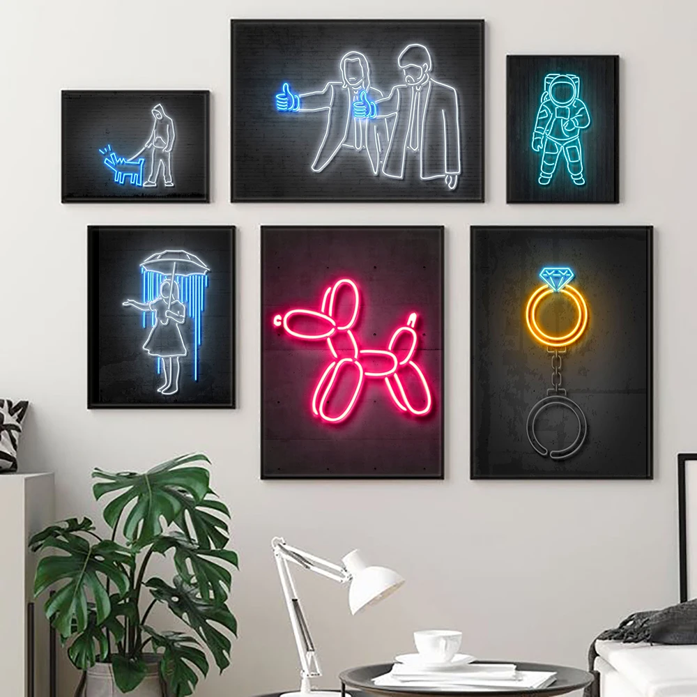 

Neon Fashion Canvas Painting Nordic Balloon Dog Street Art Poster Print Abstract Wall Picture For Living Room Home Decor Cuadros
