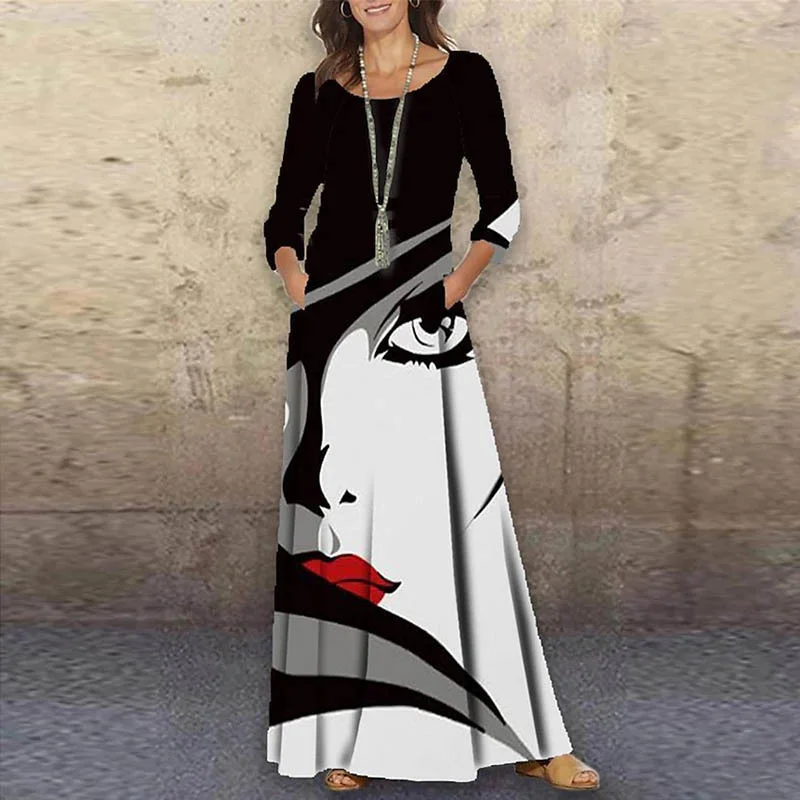 

Женское винтажное платье с цветочным принтом, новое весеннее платье с круглым вырезом, элегантное женское платье с карманами