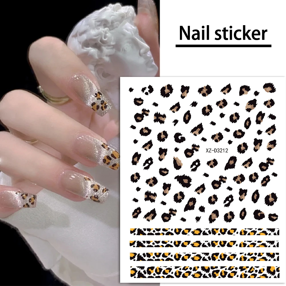 1 шт. наклейки для ногтей с леопардовым принтом 3D леопардовый бант цветы клейкие