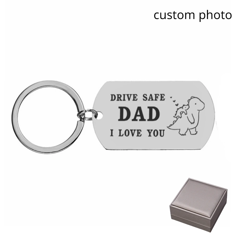 

Custom Photo Name Llaveros Drive Safe Love U Keychain Personalized Stainless Steel Fathers Day Gift for Boyfriend Chaveiro New