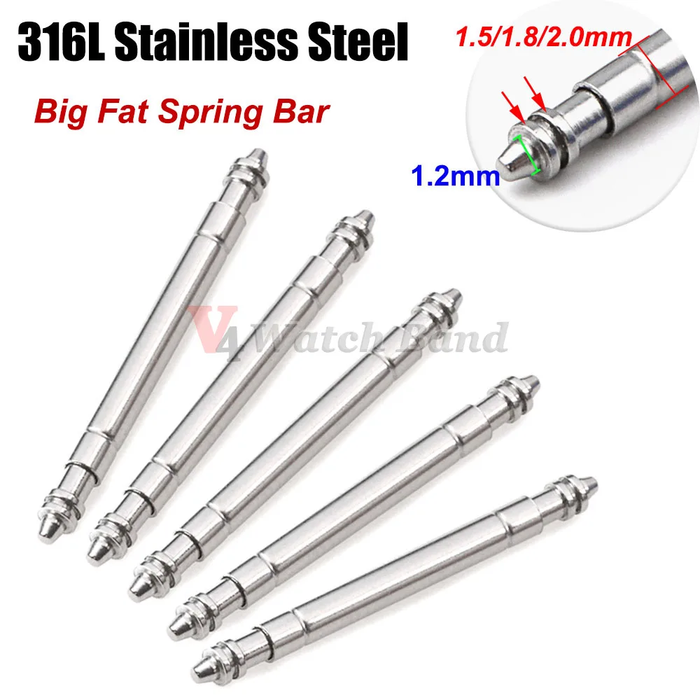 Большой толстый ремешок для часов из нержавеющей стали 316L пружинные стержни Seiko 19