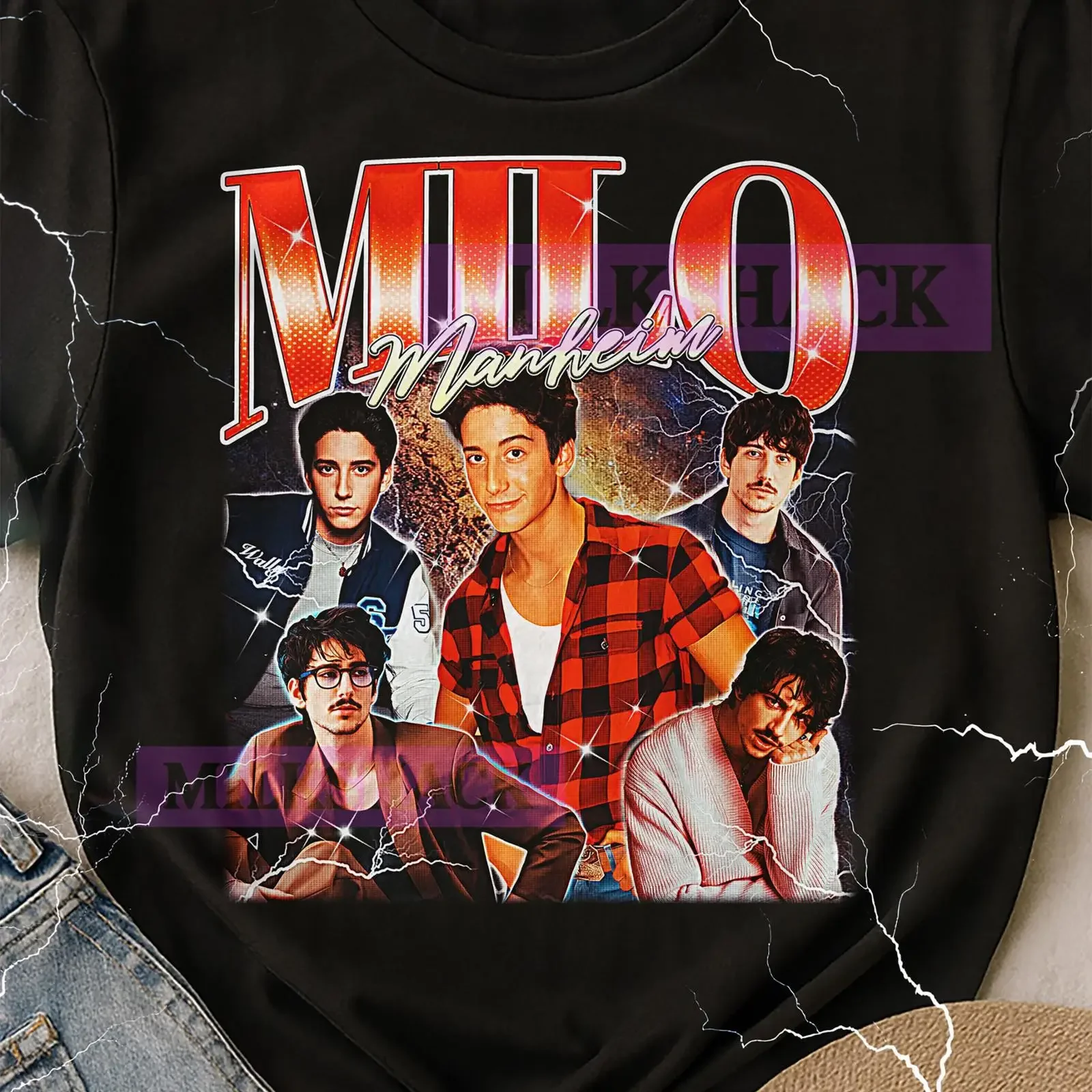 Фото Футболка Milo Manheim Bootleg, винтажная, с изображением актёра, звезды, артиста, знаменитости, в стиле 90-х, ретро, винтажный свитер с эффектом потёртости, модная одежда. №1