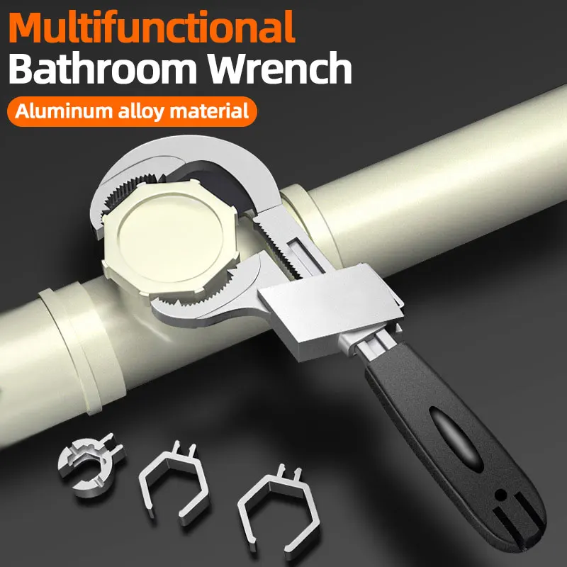 

Universal Adjustable Double-ended Wrench Multifunctional Bathroom Sink Wrench Aluminium Alloy Open End Spanner Bathroom Repair