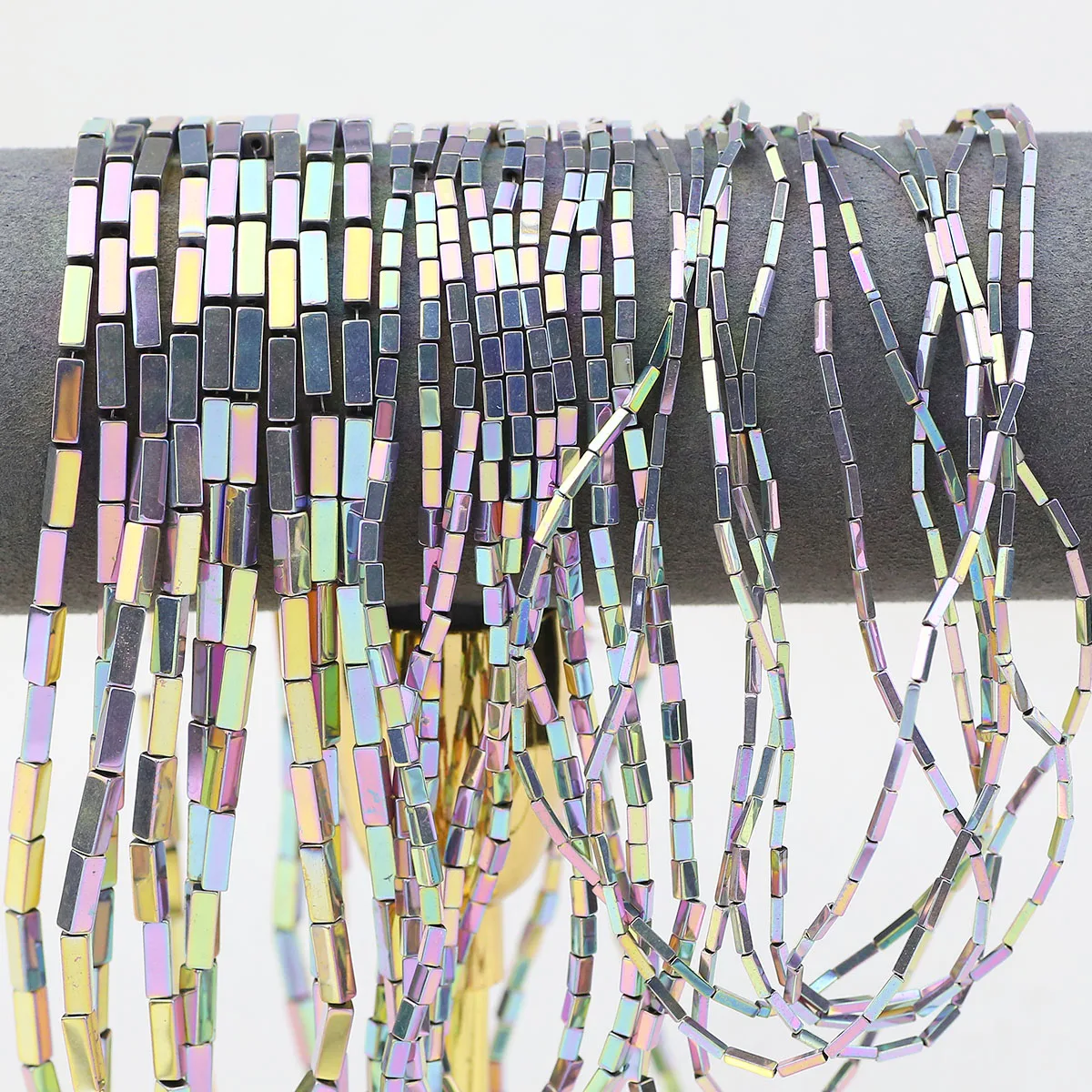 1/2/3 мм фиолетовый красочный прямоугольник с прямым отверстием гематитовый