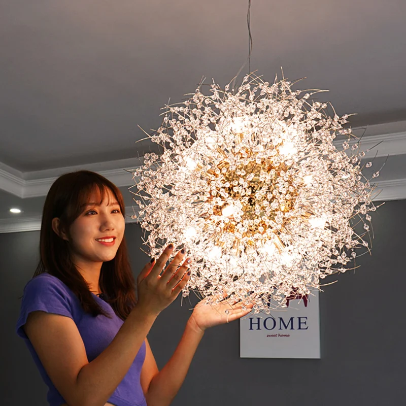 

Chandeliers Nordic Minimalist Creative Wrought Iron Dandelion Living Room Bedroom Dining Led Indoor Lighting Fixtures