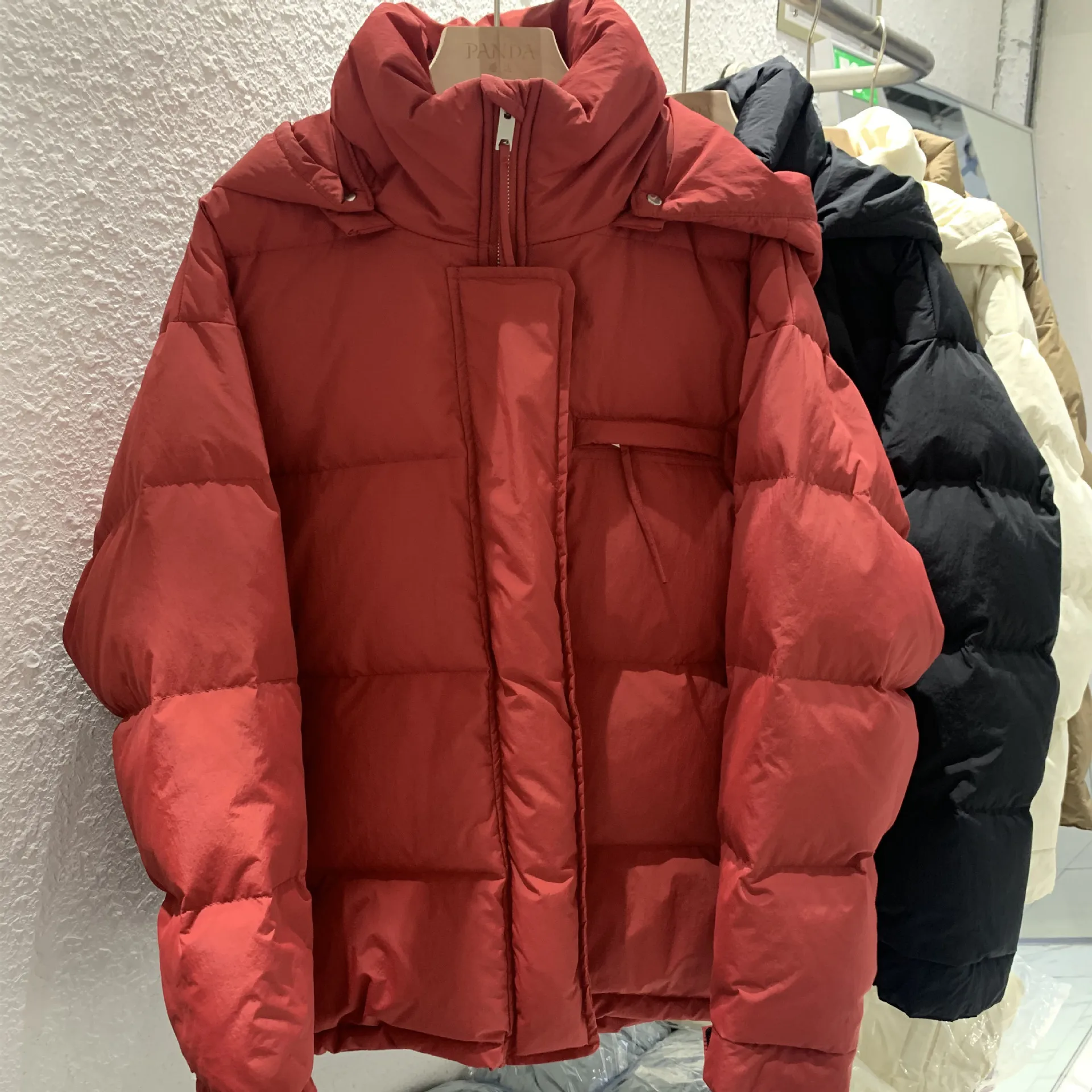 Hooded Down Coat Jacket Women 2022 Keep Warm Zipper Streamer Small Bread White Duck Winter Lady Thermal Parkas Windproof Jackets