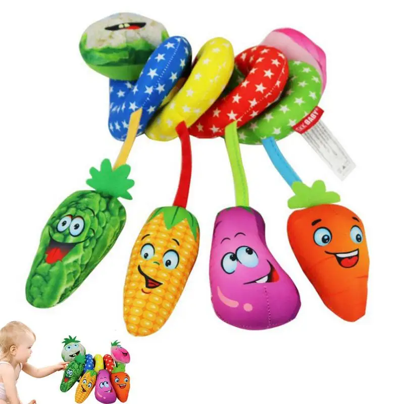 

Crib Rattle Toys Children Spiral Plush Toys Infant Sensory Toy With Cartoon Vegetables Kids Spiral Plush Toy Set For Travel Home