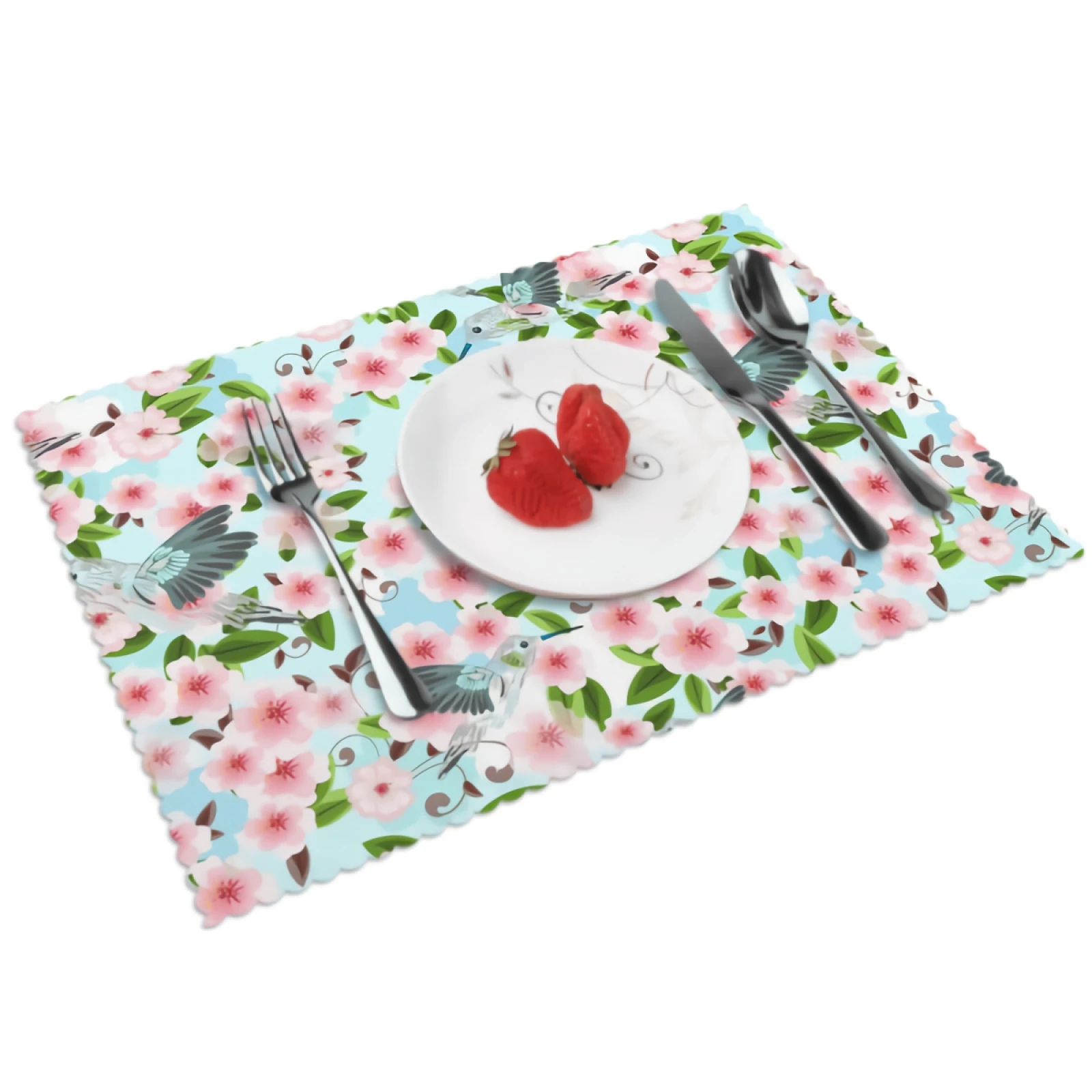 

Abstract Blossom Cherry Flowers Placemats Japanese Floral Print Placemat Set of 4 Heat-Resisting Non Slip Table Mats
