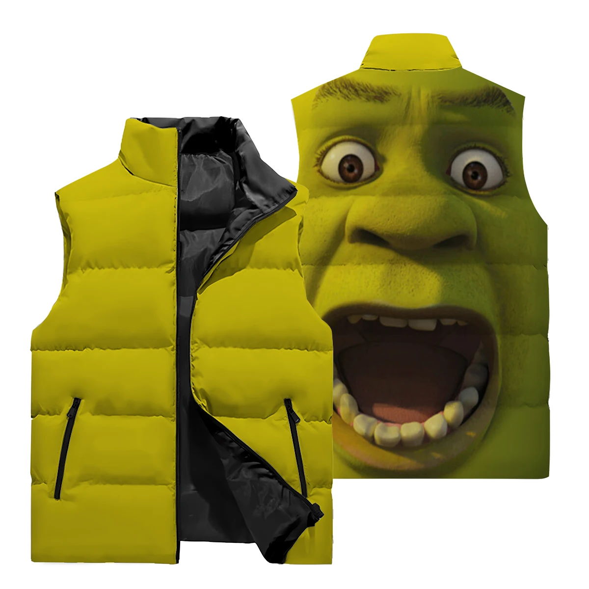 Зимняя одежда 2024 теплая куртка без рукавов с милым забавным узором на молнии