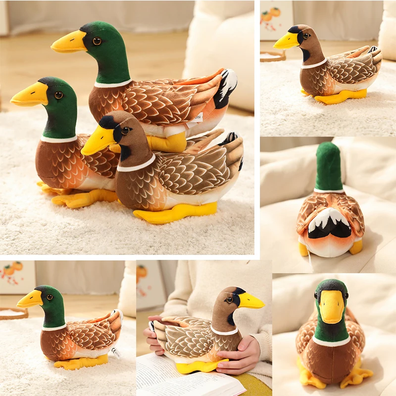 

29cm Kawaii Simulation Duck Plush Toy Caroon Real Stuffed Animal Doll Lifelike Wild Duck Children's Gift Kids Birthday Present