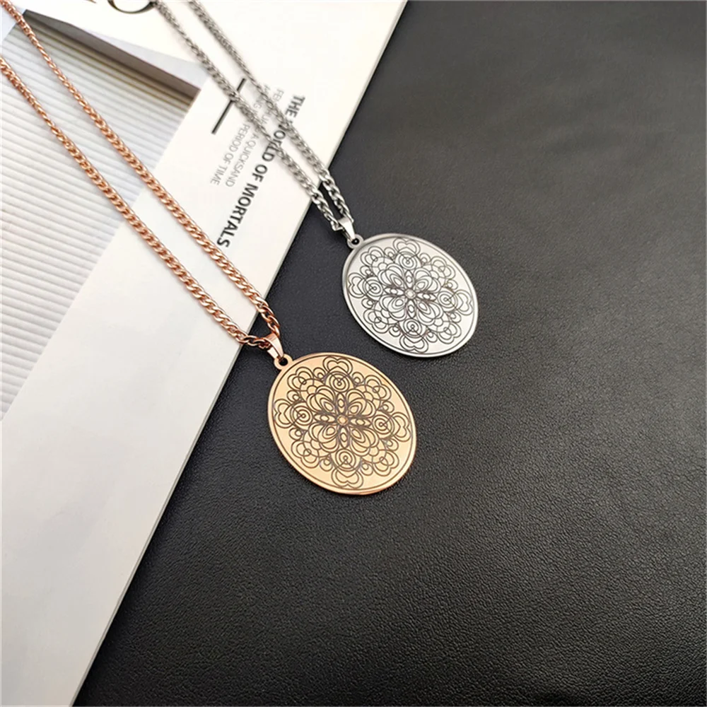 

Stainless Steel Jewelry Personalized New Fashion Necklace for Women Men Upscale Charm Mandala Pendant Necklace Anniversary Gift