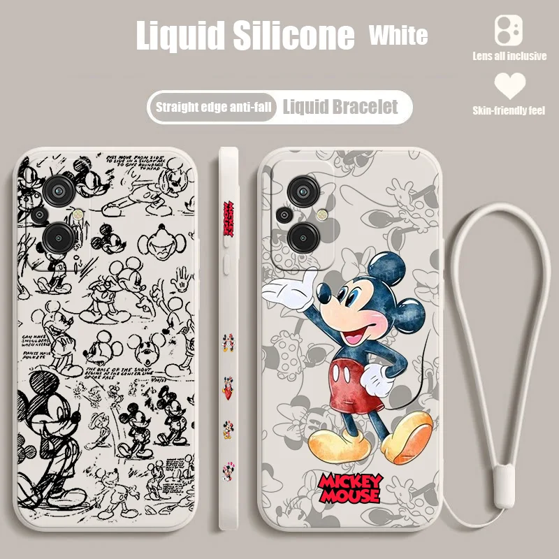 

Disney Mickey Mouse Cute For Xiaomi Redmi K50G K40S 11 10C 10X 9T 9AT 9A 9C 8A 7 6A 5A A1 Liquid Left Rope Phone Case