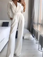jumpsuits minimalist rompers party wear wedding guest dress v neck long sleeve floor length stretch fabric with pure color pocke
