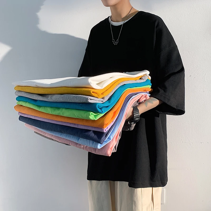 

Футболка мужская хлопковая с коротким рукавом, повседневная тенниска с круглым вырезом, однотонная майка для женщин, уличная одежда, лето