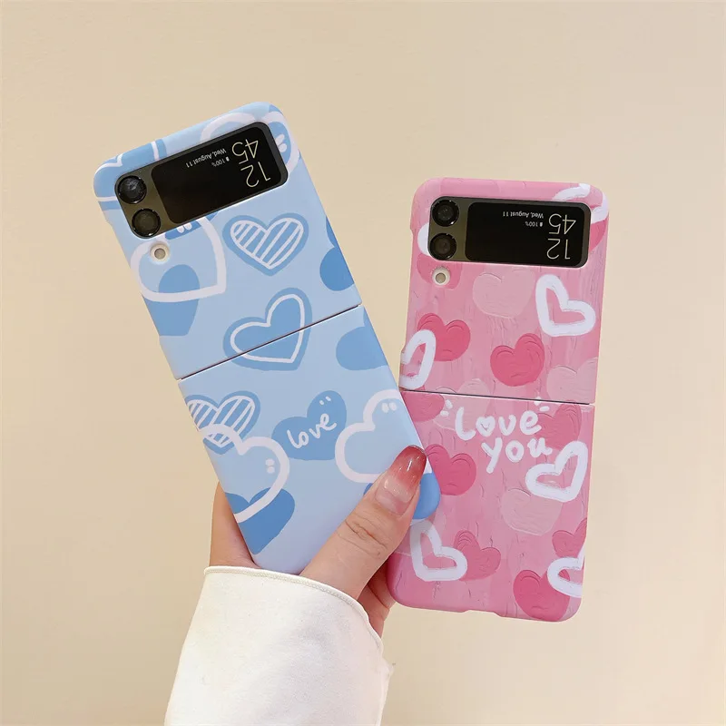 

Cute Hearts Colorful Hard Phone Case for Samsung Galaxy Z Flip 3 Z Flip 4 Back Cover for ZFlip3 ZFlip4 Case Protective Shell