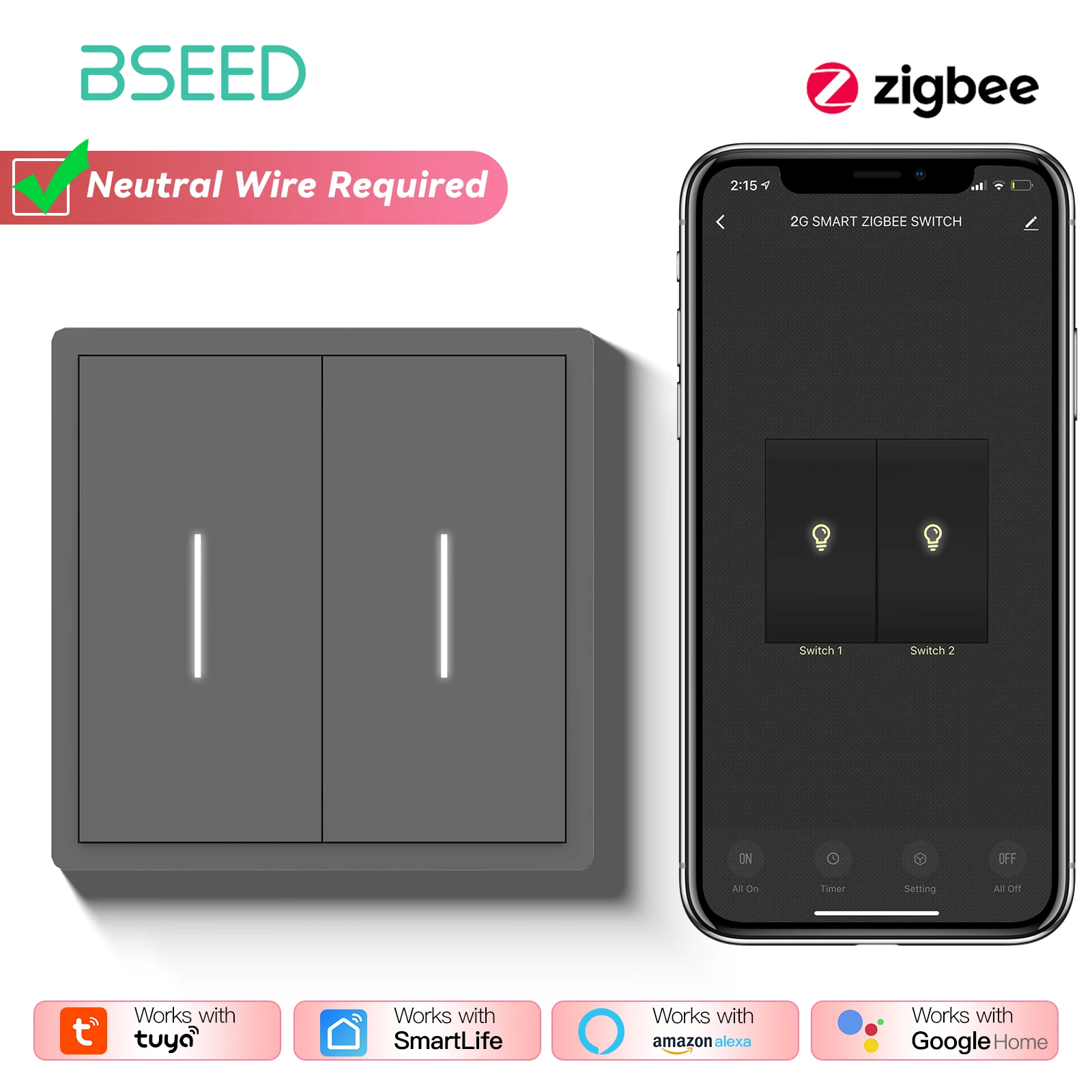 

BSEED ZigBee Click Умные выключатели света