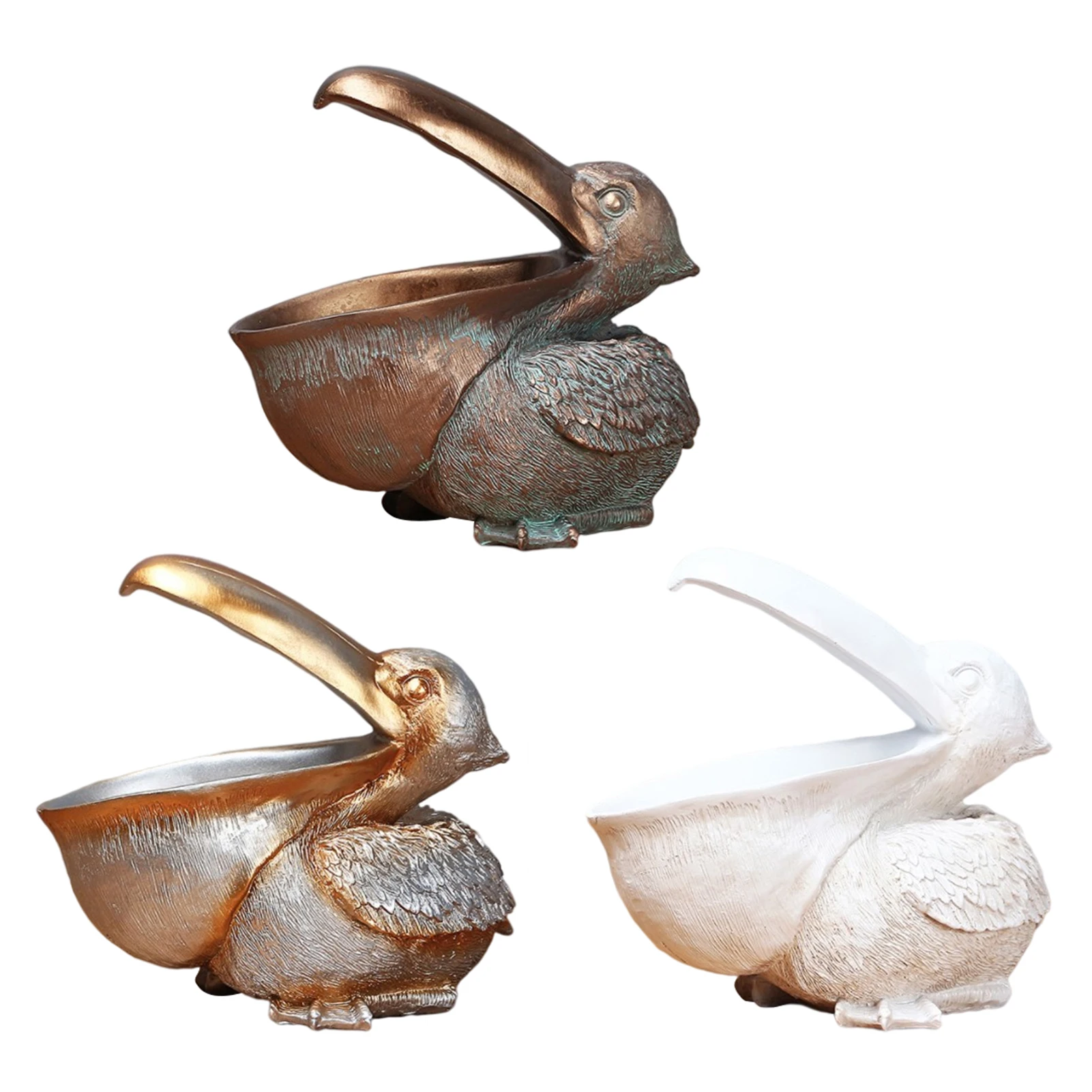 

Resin Pelicans Statues Birds Toucan Figurines Jewelry Holder Organizer Entrance Cell Phone Keys Storage Basket Home Decor Orname