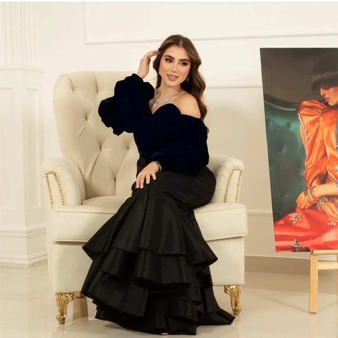 

Классические длинные черные вельветовые вечерние платья с сердечком, атласные платья-русалки в пол, женские платья для выпускного вечера