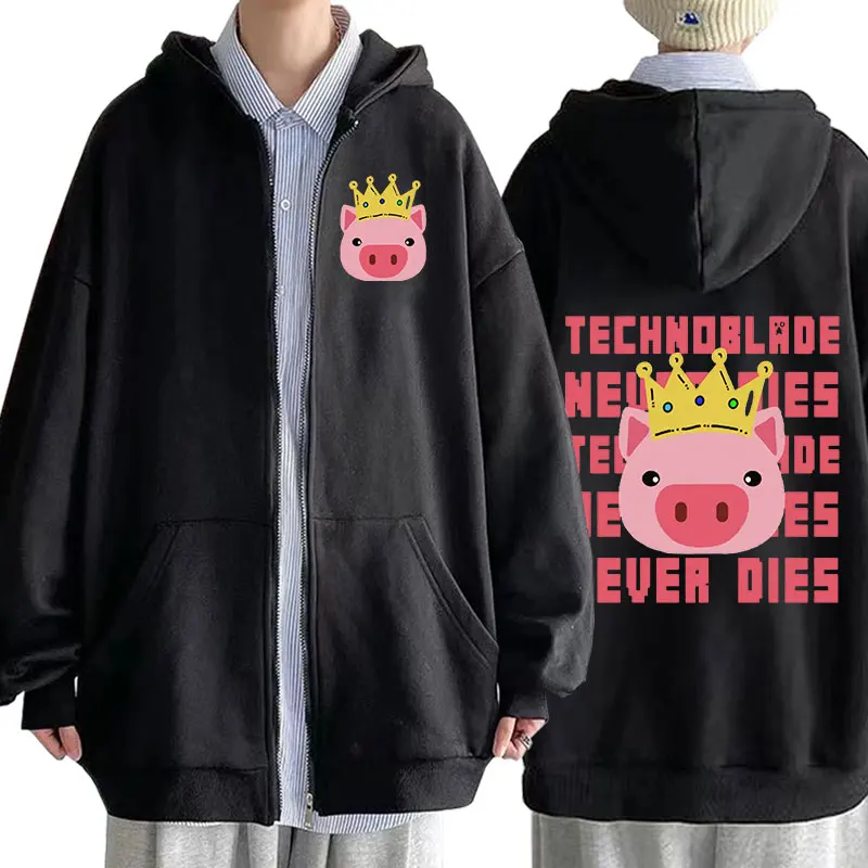 

Technoblade Merch Double Sided Print Zipper Hoodies Sweatshirts Harajuku Men Women Hip Hop Streetwear Casual Loose Pullovers