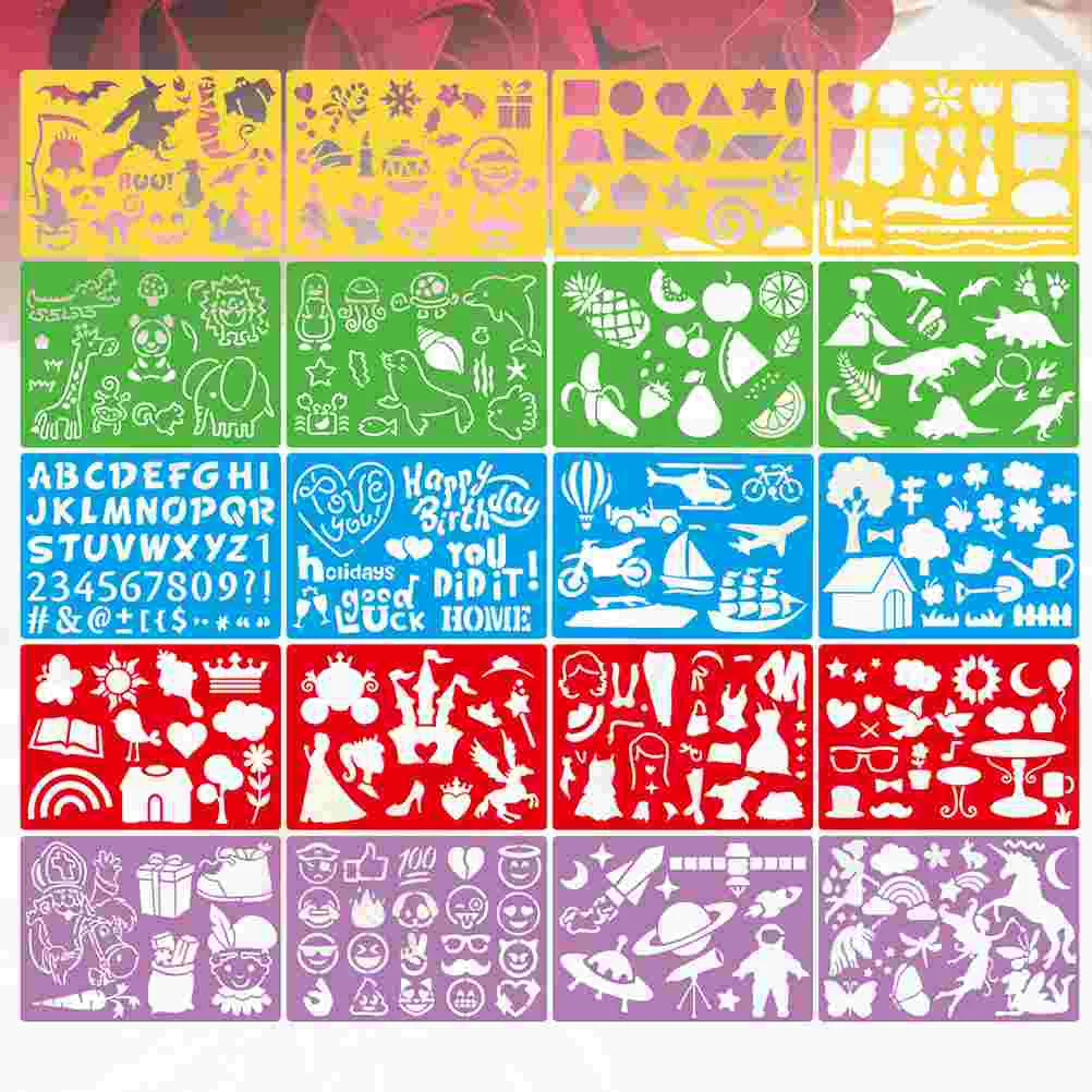 

20pcs Drawing Stencils Hollow Painting Templates Plastic English Letters Numbers Templates