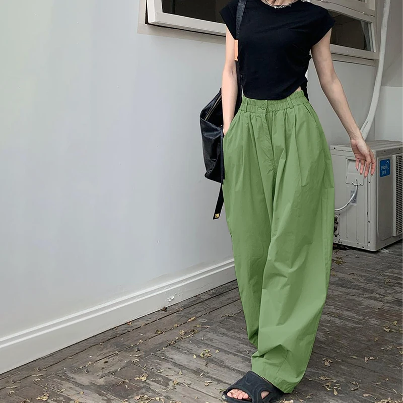 Высокая талия Повседневный стиль белые ретро парашютные брюки-султанки японские