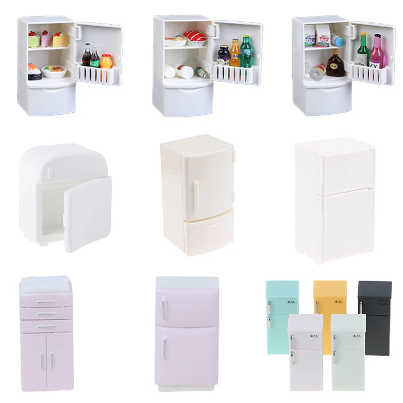 1:12 Dollhouse Miniature Kitchen White Fridge Refrigerator F