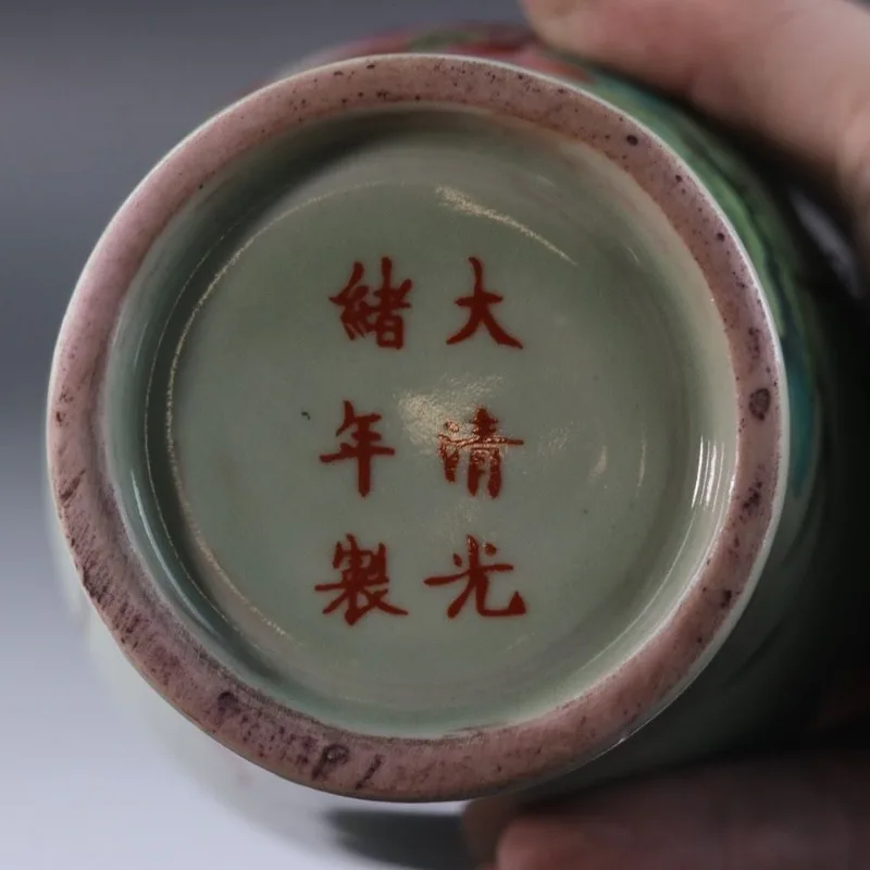 Династия Цин Guangxu переодевание пастельный цветок лотоса птица узор ваза сливы