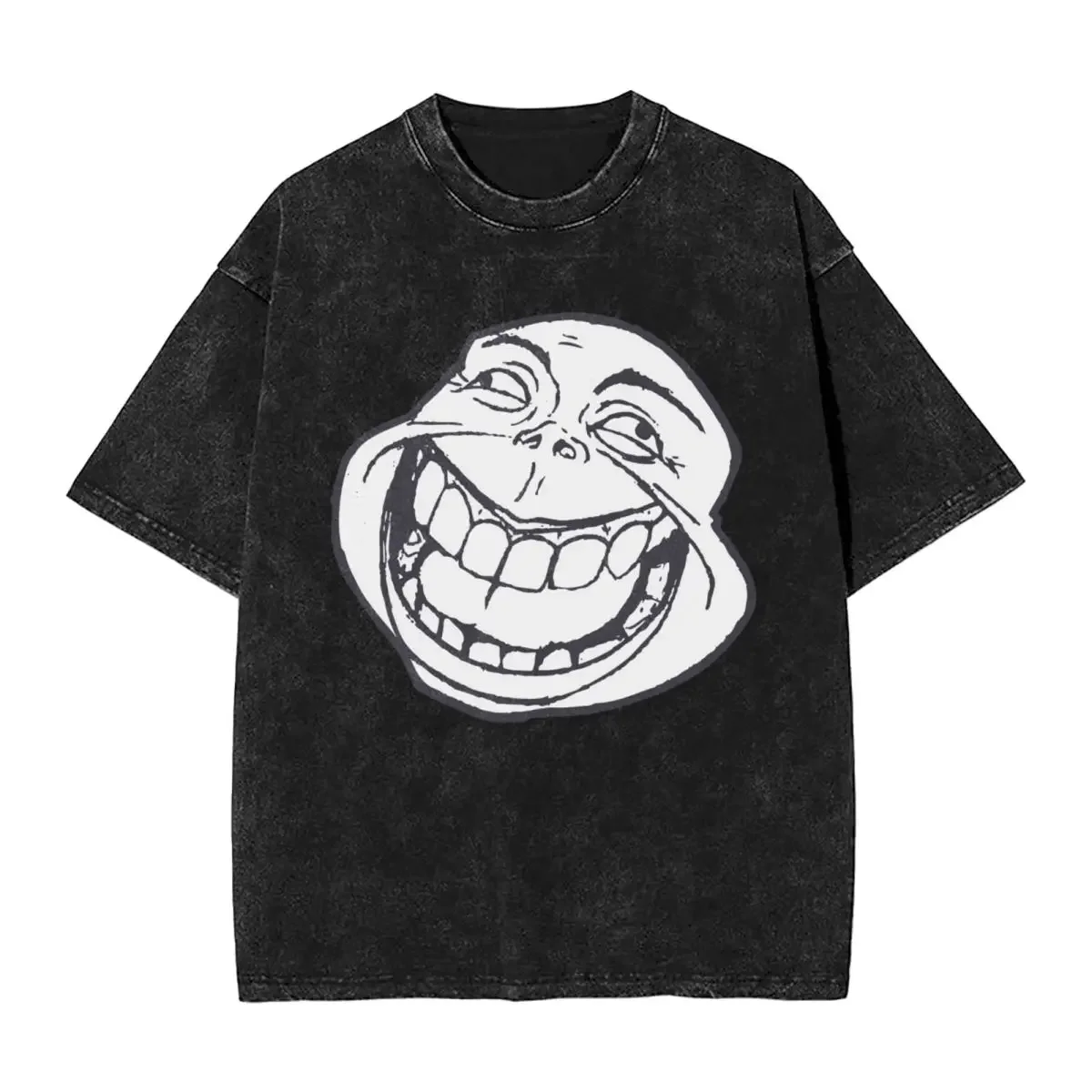 Мужская футболка Интернет-мем Trollface Design Washed Футболки Популярные летние футболки