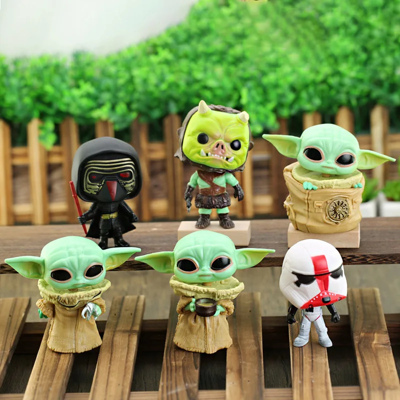 

6pcs Grogu Cake Decoration Yoda Baby Birthday Party Wedding Decor Supplies Kid Faovrite Toy Doll Gift Car Ornament Home Decor