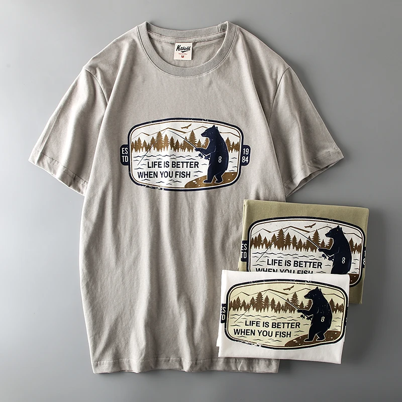 Foreign Trade Overplus Order Men's Cut the Tag off Tide Short sleeve T-shirt Ins European and American Retro Export Original ...