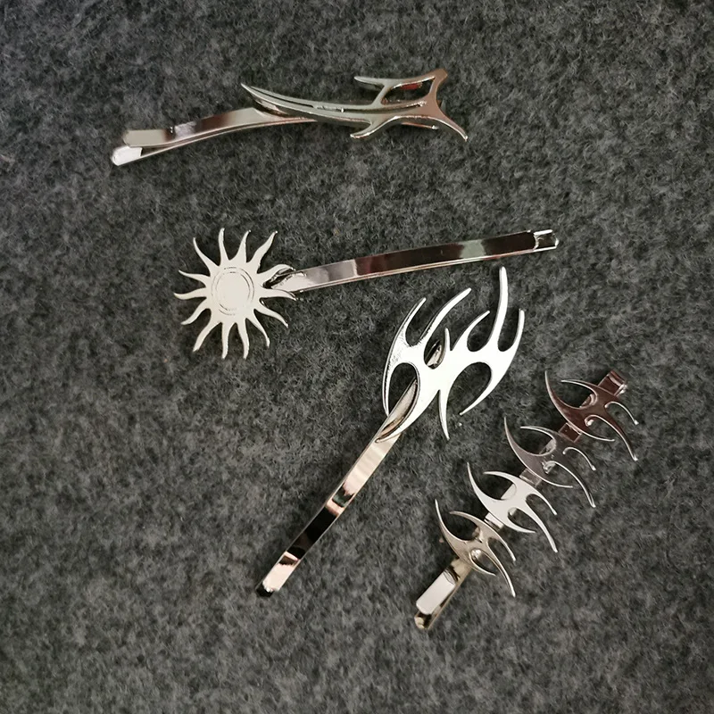 Зажимы для волос женщин в стиле панк ниндзя сюрикен пламя светоотражающие