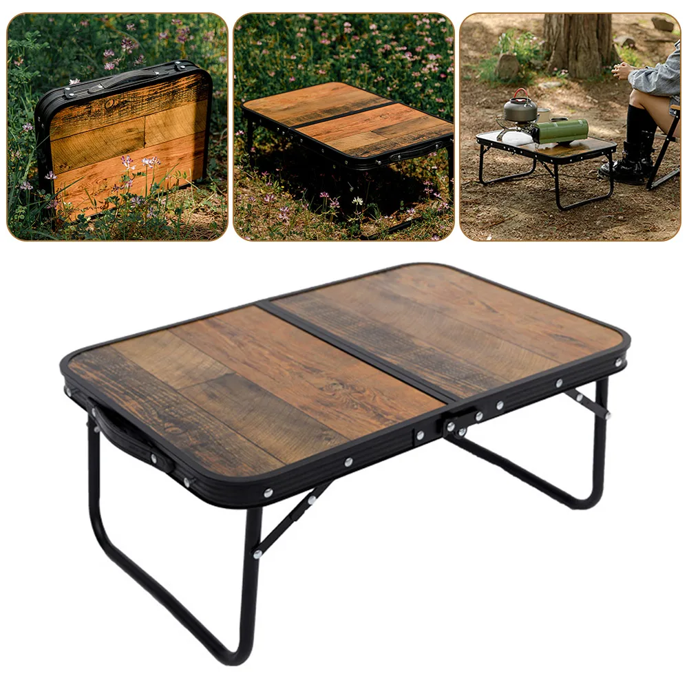 

Mountainhiker Folding Camping Table Retro Wood Grain Outdoor Picnic BBQ Desk Aluminum Alloy Multi-Purpose Portable Mini Table