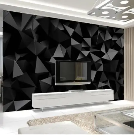 

Custom Photo Wallpaper Mural Papel De Parede 3D Black Triangle Geometry Pattern Living Room TV Background Wall Murals Home Decor