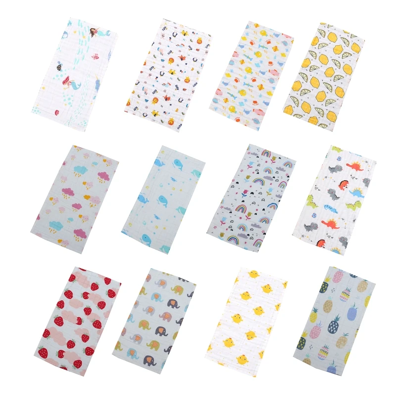 

57EE 6 Layers Pure Cotton Baby Bib Feeding Apron Burp Cloth Washcloth Saliva Towel Handkerchief Back Towel for Newborn Infant