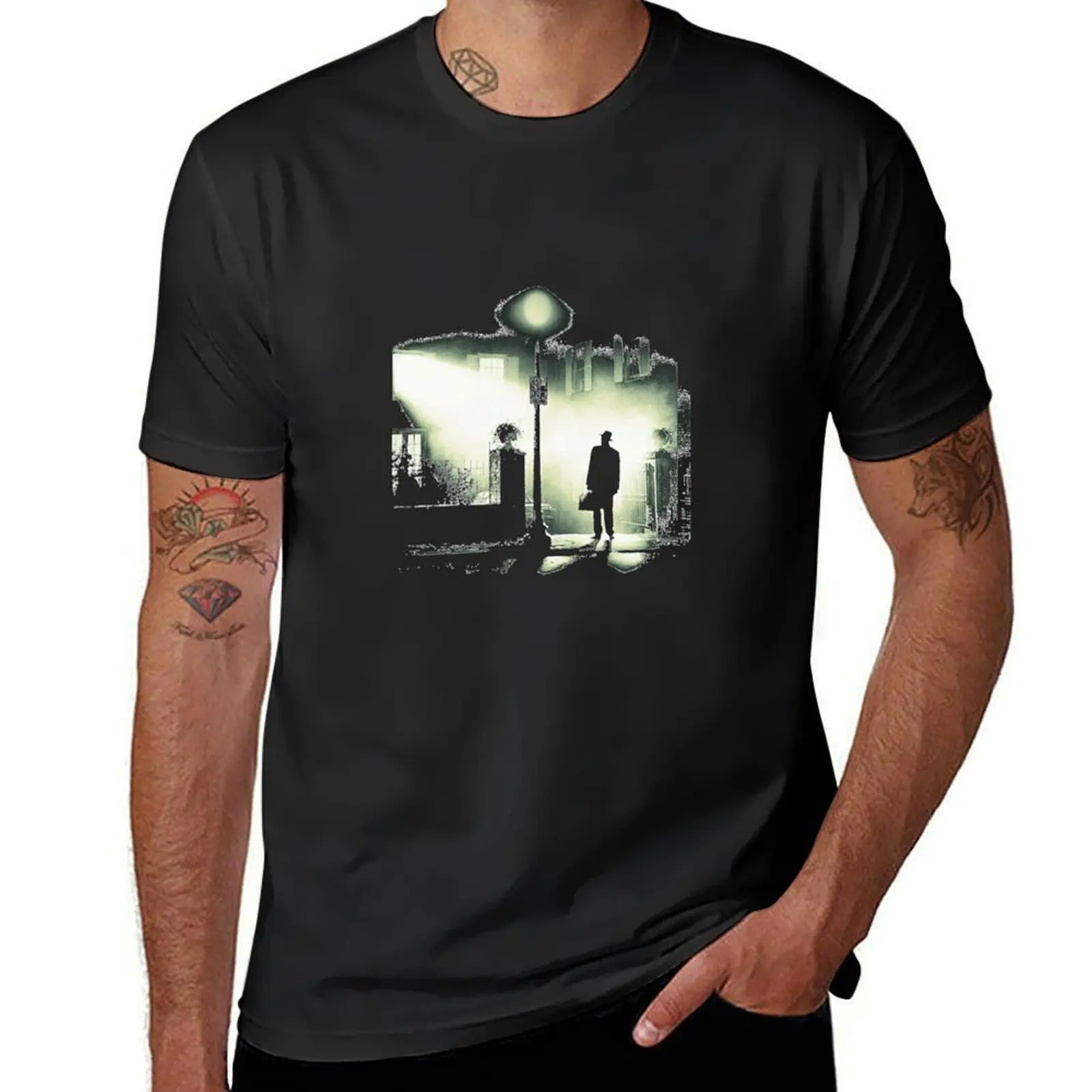 The Exorcist поступление сцены Классическая футболка черные аниме одежда простые