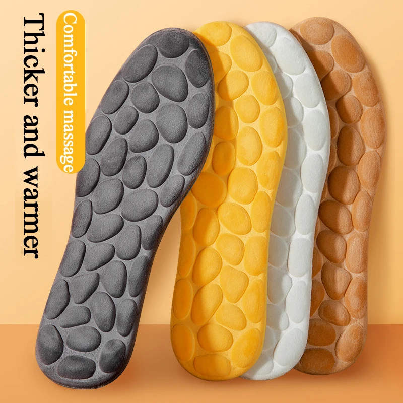 

4D массажные стельки, подушечки для обуви, утолщенные комфортные массажные стельки, галька, теплый зимний поглощающий пот дезодорирующий ам...