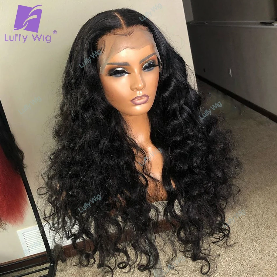 

13x6 свободные глубокие волнистые передние парики бразильские Реми 360 передние парики на сетке Полная плотность 200 предварительно выщипанные для черных женщин Luffy